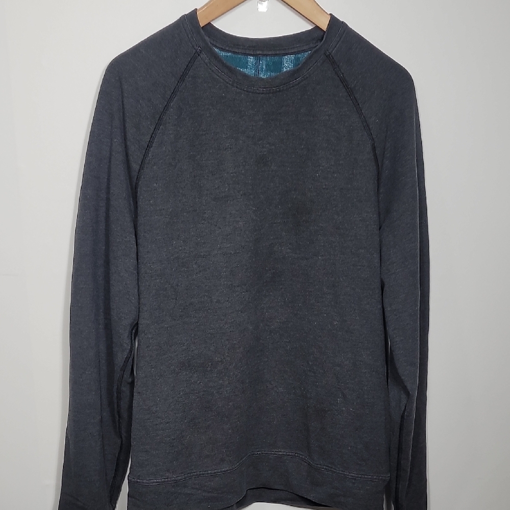 Lululemon Reversible Charcoal Gray Casual Crew Neck Sweatshirt